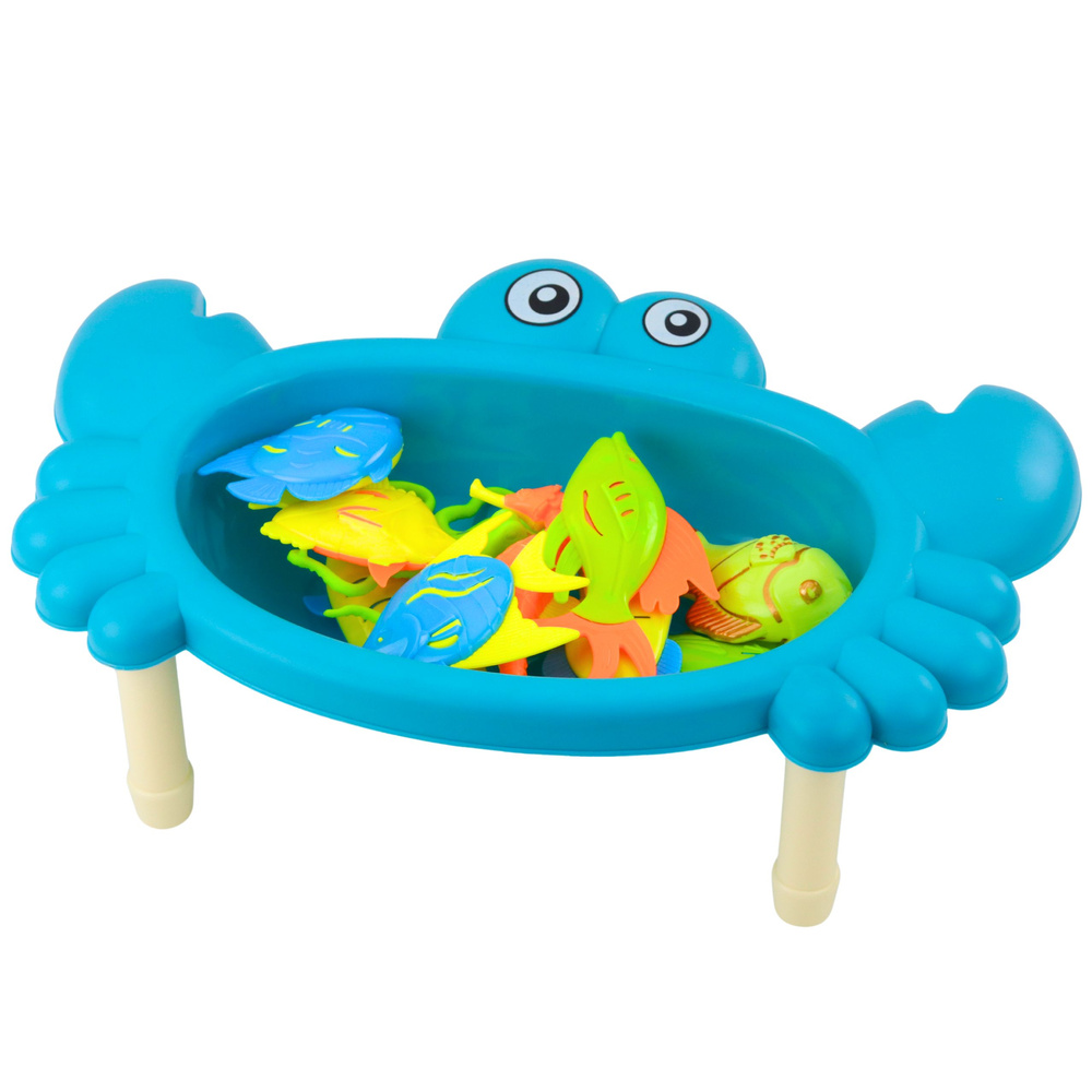 Dětský Rybářský Stoleček Krab s Rybkami a Vybavením – Modrá Barva — Detail