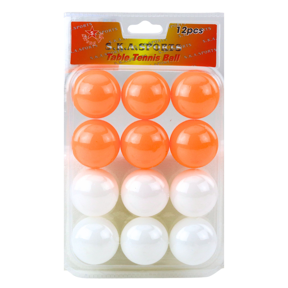 Pingpongové míčky LEAN Toys, 12 ks, bílé a oranžové, 3+ let — V provozu