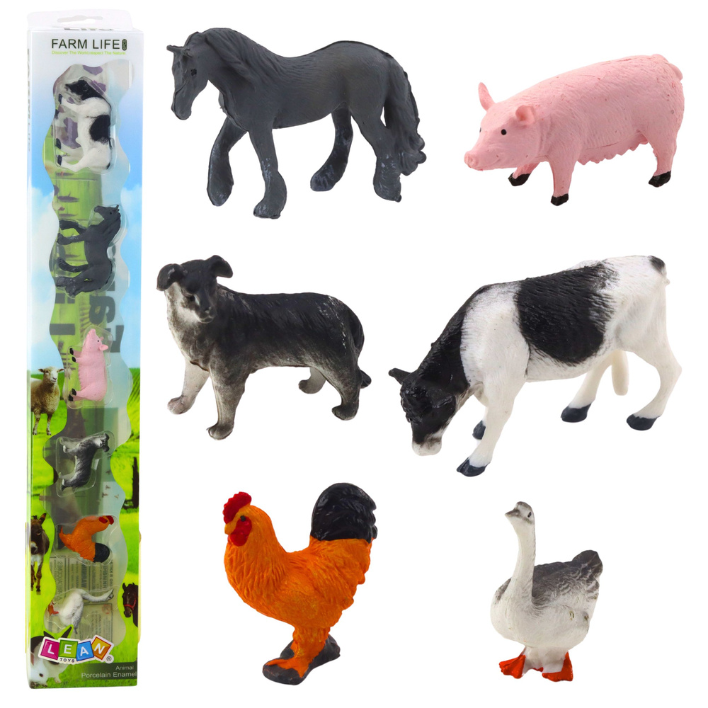 LEAN Toys Edukační Mini Figurky Farmářská Zvířátka 6ks 3-5cm — Celkový pohled