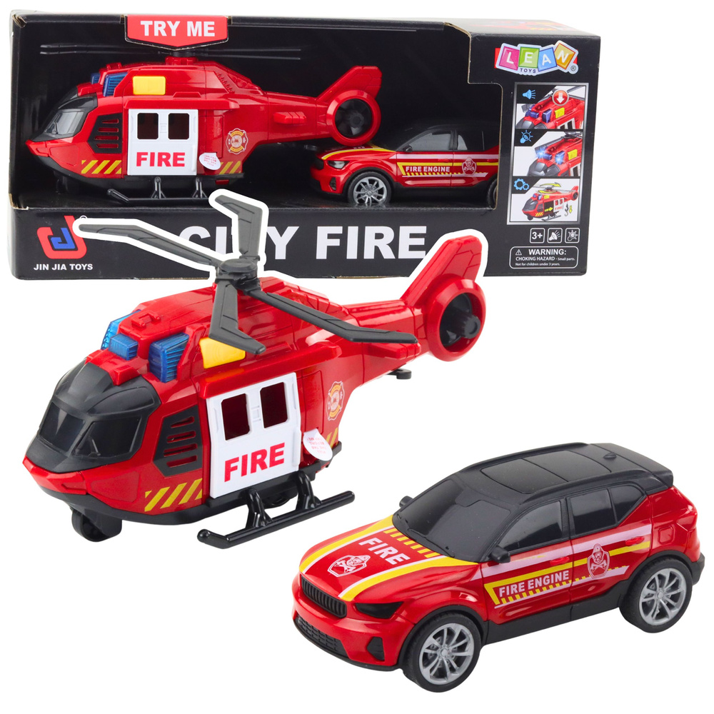 Hasičský vrtuľník a auto so svetelnými efektmi – City Fire záchranná sada pre deti od 3 rokov