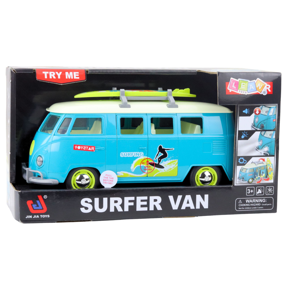 Surfovací Retro Van s Světelnými a Zvukovými Efekty - Tyrkysový — V provozu