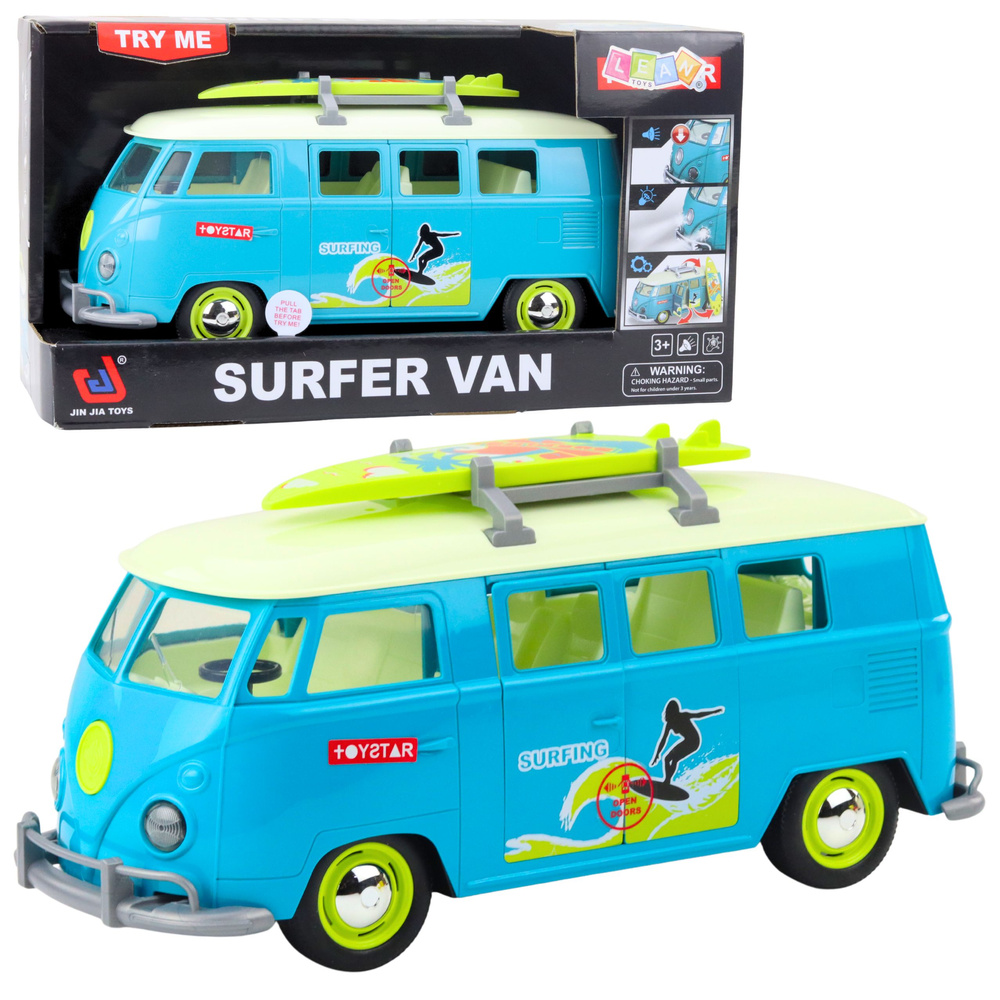 Surfovací Retro Van s Světelnými a Zvukovými Efekty - Tyrkysový — Celkový pohled