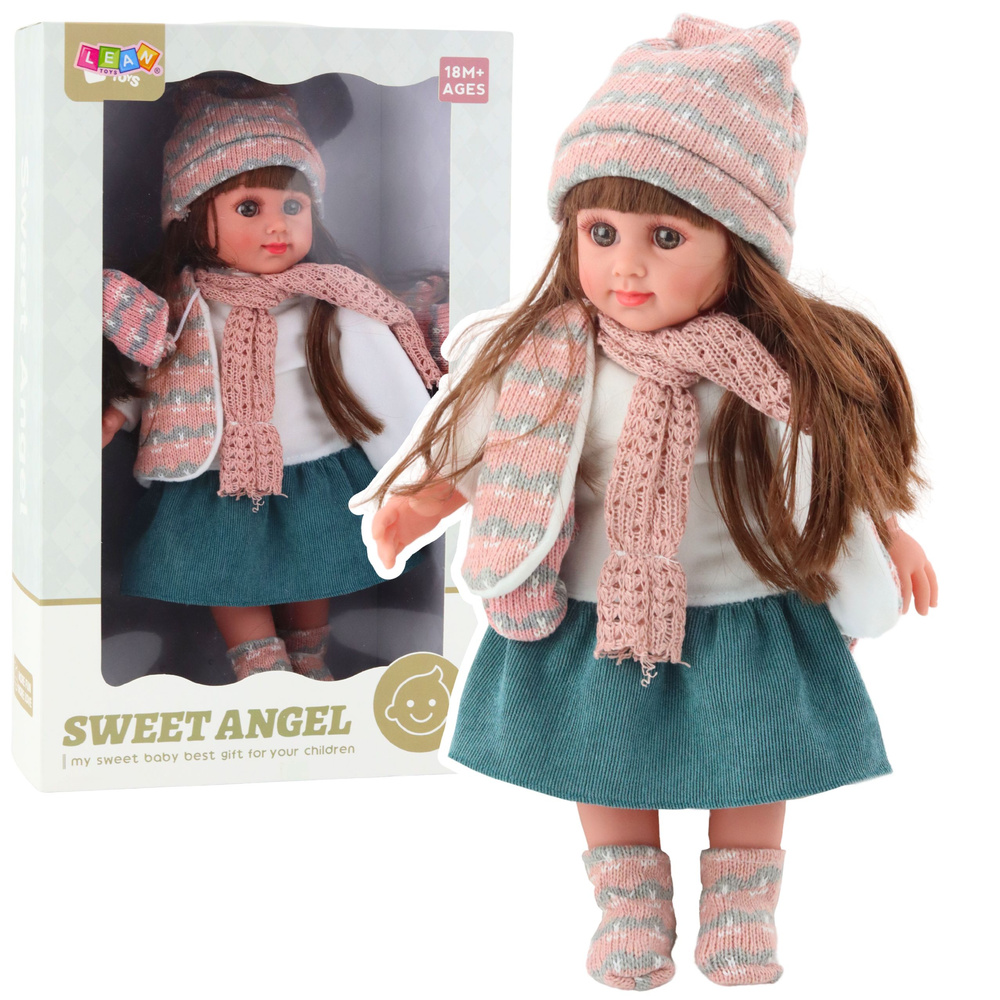 Panenka Sweet Angel v zimním oblečku s čepicí a šálou 36 cm LEAN Toys — Celkový pohled