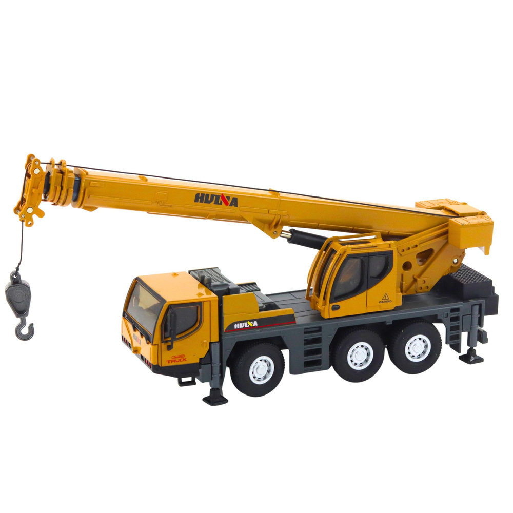 Stavební jeřáb HUINA 1:50 s kovovými prvky a pohyblivými rameny — Detail jeřábce