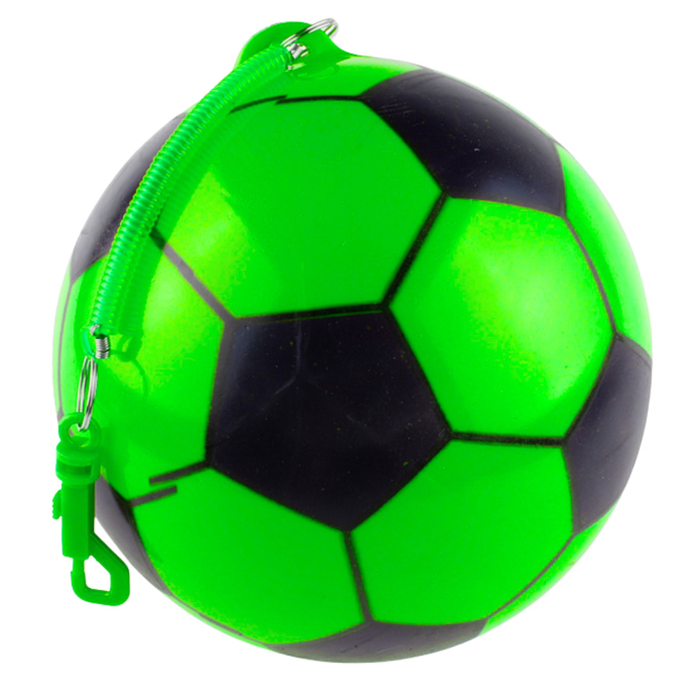 Gumový míč LEAN Toys 22 cm s fotbalovým motivem a úchytem — V provozu