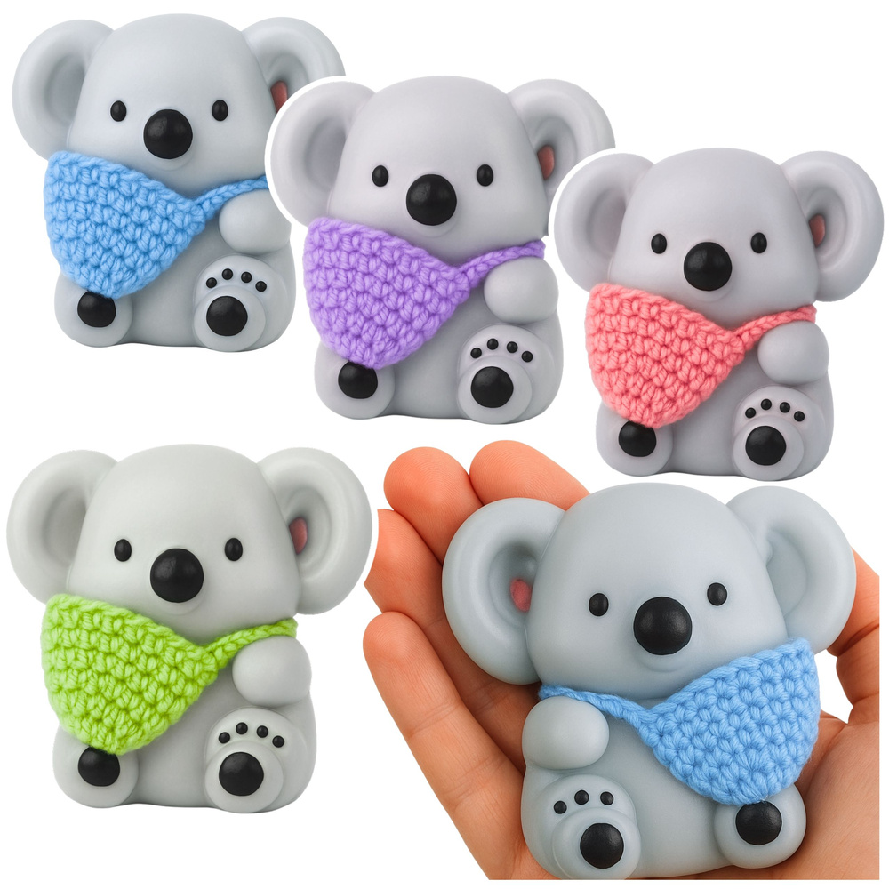 Antistresová Koala LEAN Toys s Pletenou Taškou, Měkká Sensorická Hračka 8,5 cm, +3 let — Celkový pohled