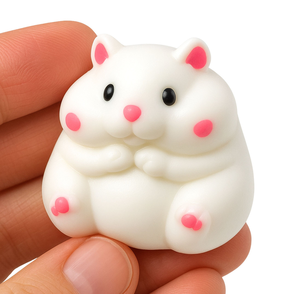 Gniotek proti stresu - Bílý senzorický chomík 5 cm — Detail