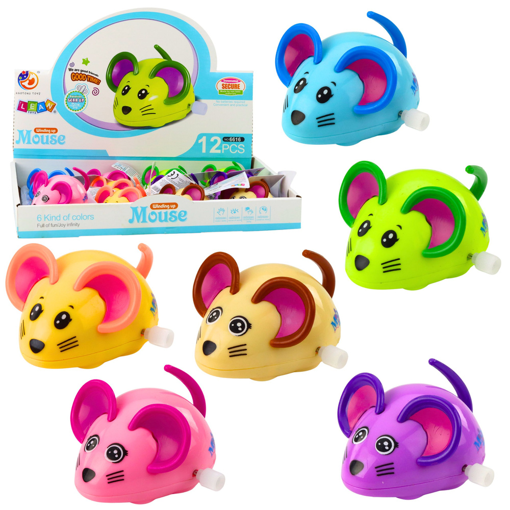 Natiahnuteľná myška LEAN Toys 8 cm s pohyblivým chvostíkom – Bezpečná hračka pre deti od 3 rokov