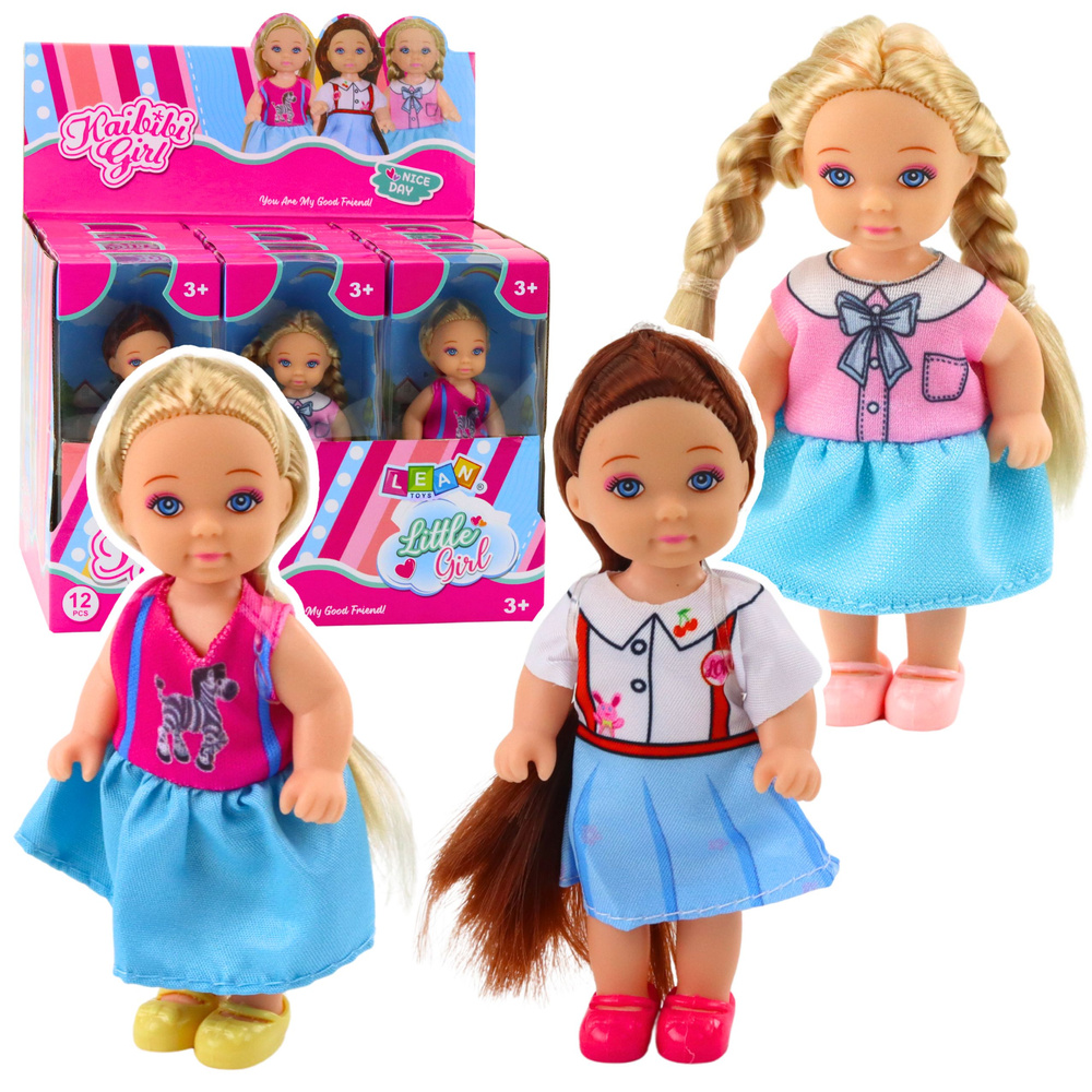 Kaibibi Mini bábika 12 cm – dlhé vlasy, farebná sukňa, rôzne varianty
