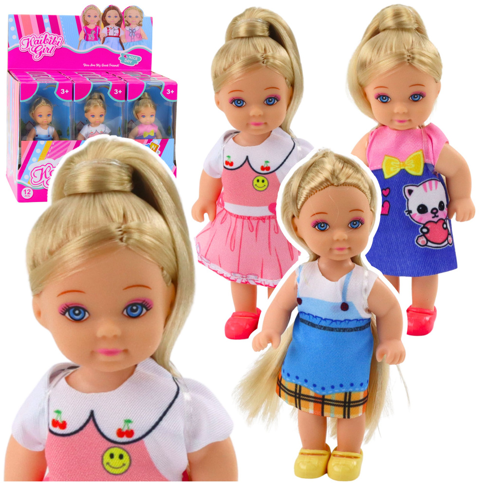 Mini panenka LEAN Toys Kaibibi 12 cm, barevná sukýnka, dlouhé vlasy, pro děti od 3 let — Detail