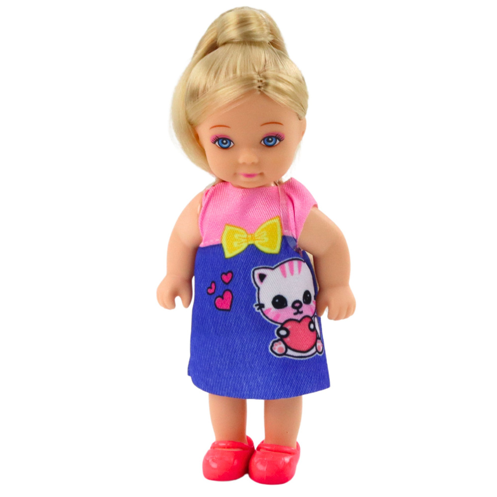 Mini panenka LEAN Toys Kaibibi 12 cm, barevná sukýnka, dlouhé vlasy, pro děti od 3 let — V provozu