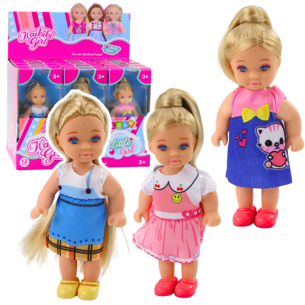 Mini panenka LEAN Toys Kaibibi 12 cm, barevná sukýnka, dlouhé vlasy, pro děti od 3 let — Celkový pohled