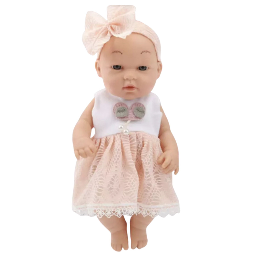 Panenka miminko LEAN Toys v růžových šatičkách s pohyblivými končetinami 30 cm — V provozu