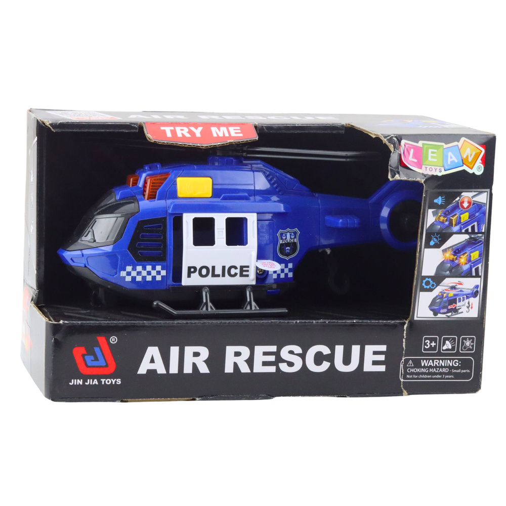 Policejní helikoptéra LEAN Toys se světelnými a zvukovými efekty, pro děti od 3 let — V provozu