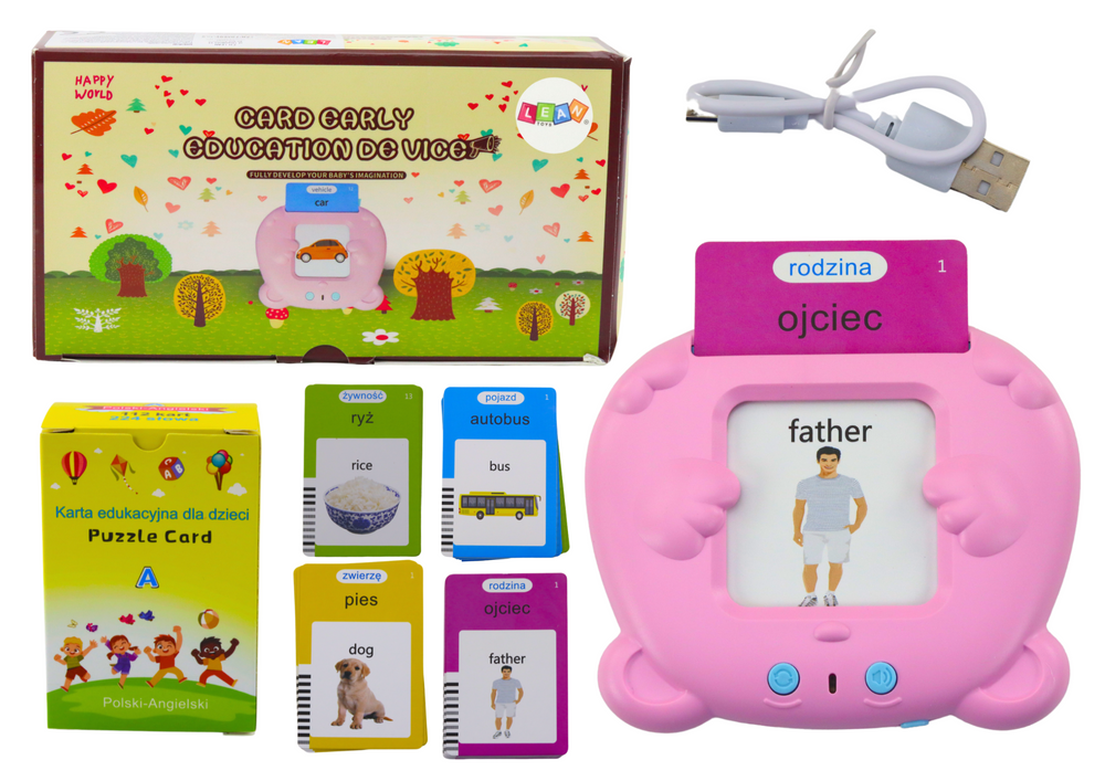 Interaktivní Učební Tablet pro Děti - 224 Slov, Růžový, Česko-Anglický Jazyční Set
