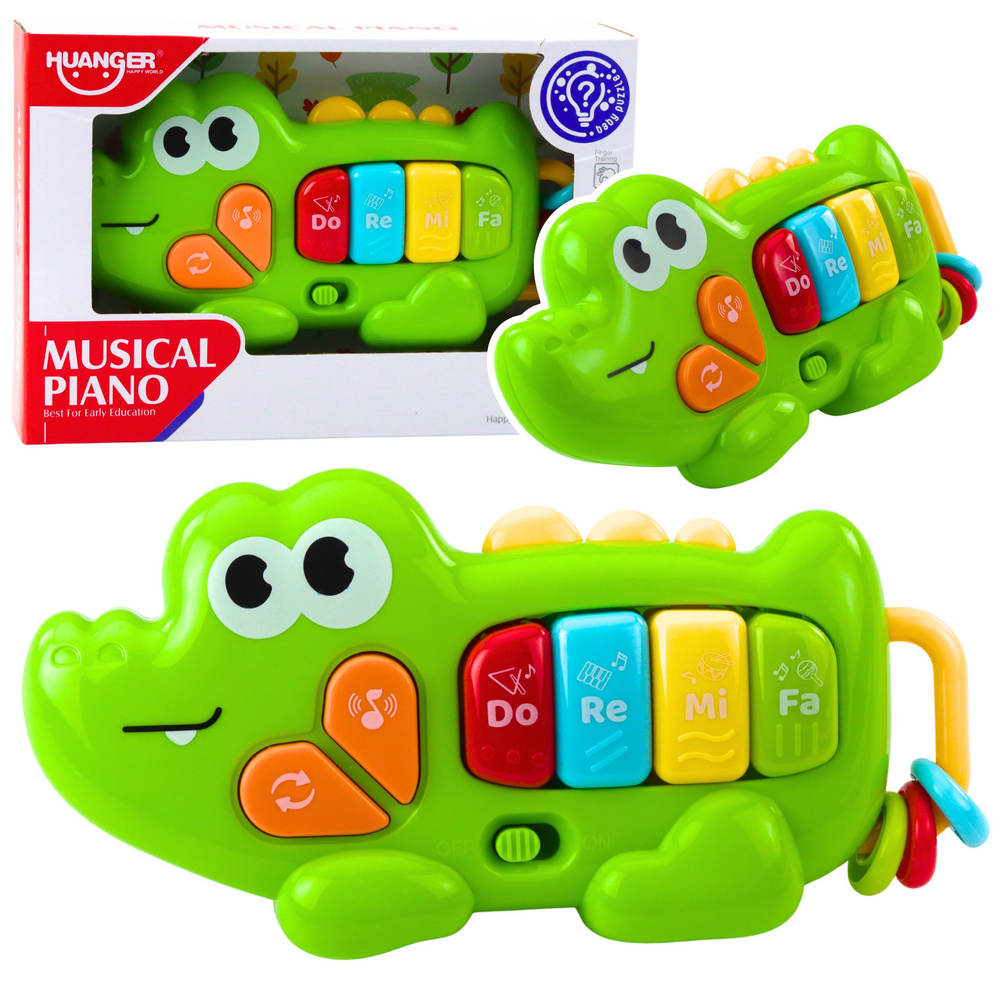 Interaktivní hudební krokodýl LEAN Toys, zelený, 18 měsíců + — Celkový pohled