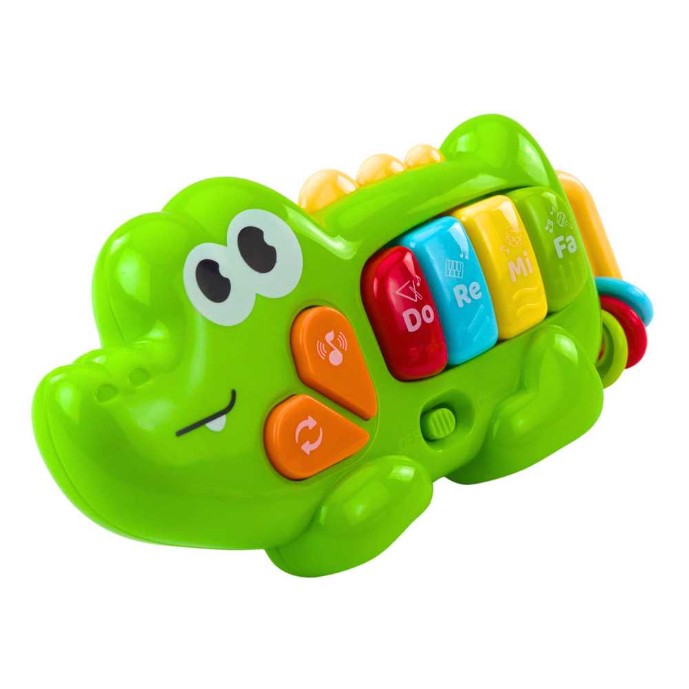 Interaktivní hudební krokodýl LEAN Toys, zelený, 18 měsíců + — Detail hudební krokodýle