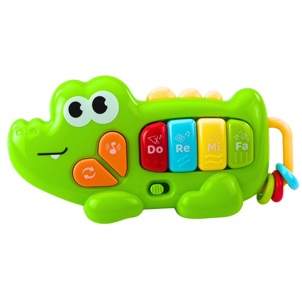Interaktivní hudební krokodýl LEAN Toys, zelený, 18 měsíců + — V provozu