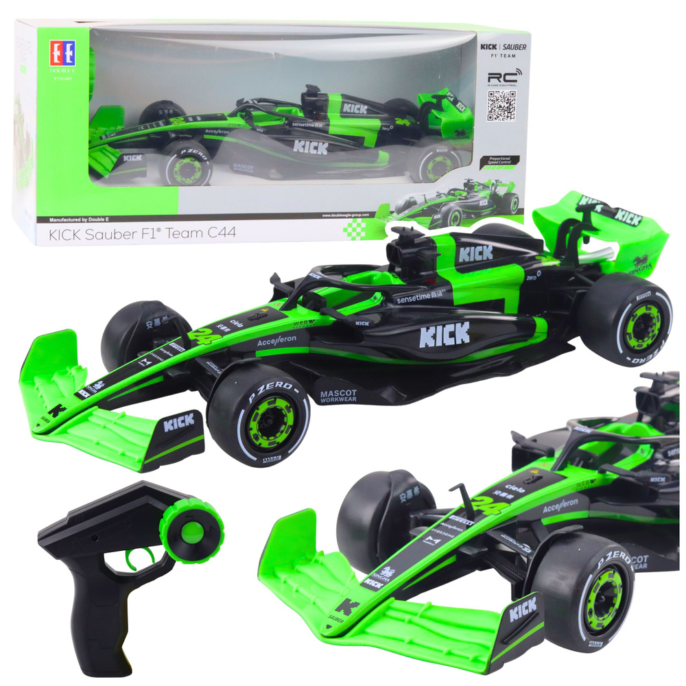 RC model F1 C44 Sauber – čierna/zelená, mierka 1:16, pretekársky adrenalín pre všetky vekové kategórie.
