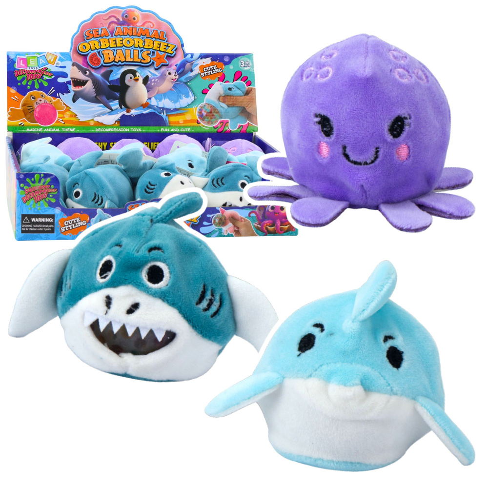 Senzorická plyšová hračka s vodnými guličkami – morské zvieratá, 6 cm, unisex, certifikácia CE
