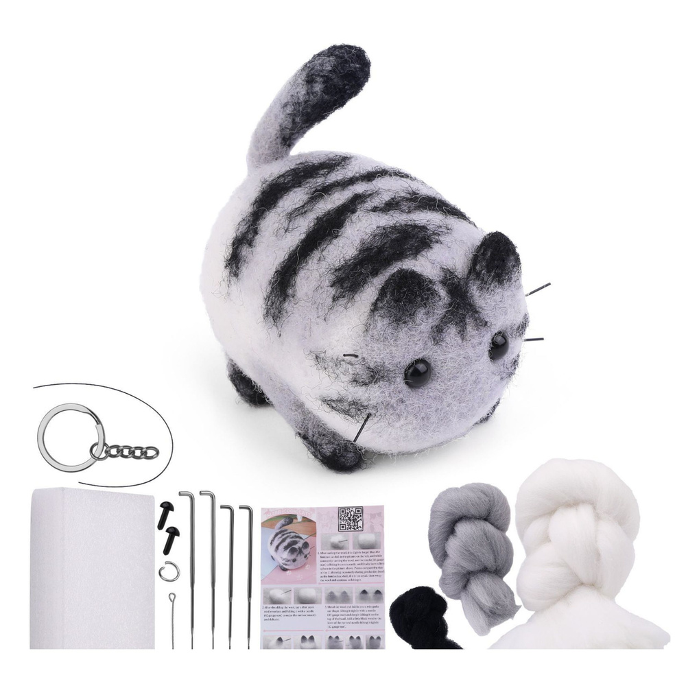 Filcovací set LEAN Toys: Koťátko hnědo-bílé +3 let — V provozu