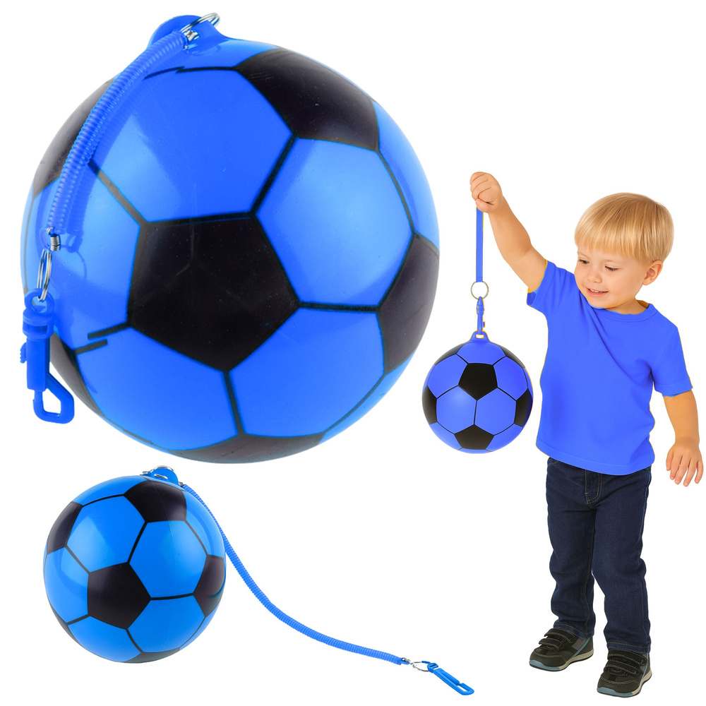 Fotbalový míč LEAN Toys modrý s úchytem 22 cm pro děti od 3 let — Celkový pohled