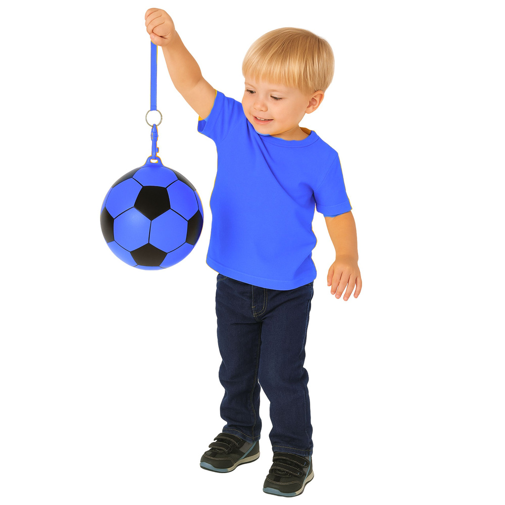 Fotbalový míč LEAN Toys modrý s úchytem 22 cm pro děti od 3 let — V provozu