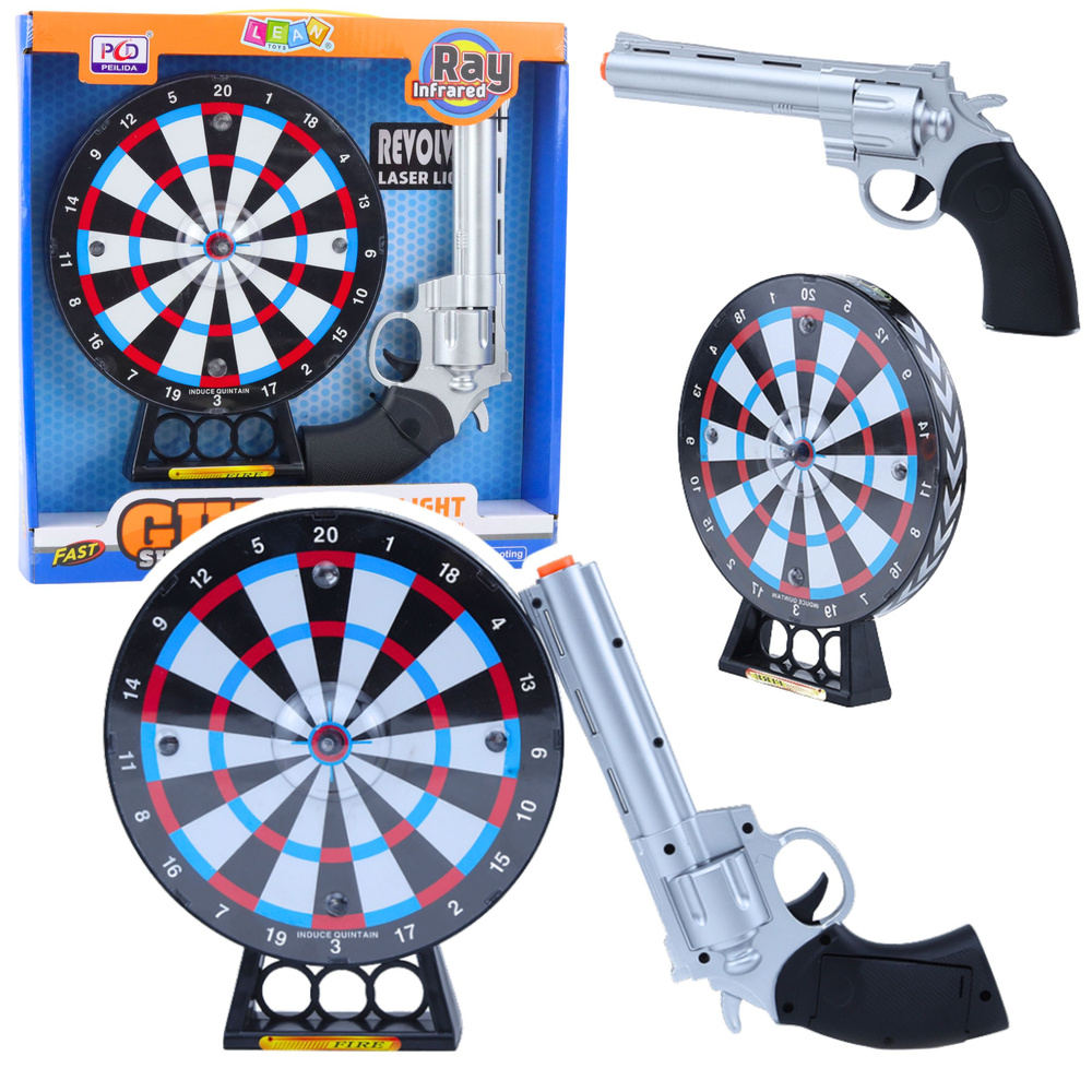 Laserový revolver LEAN Toys s terčem – bezpečná hra pro děti od 3 let — Celkový pohled