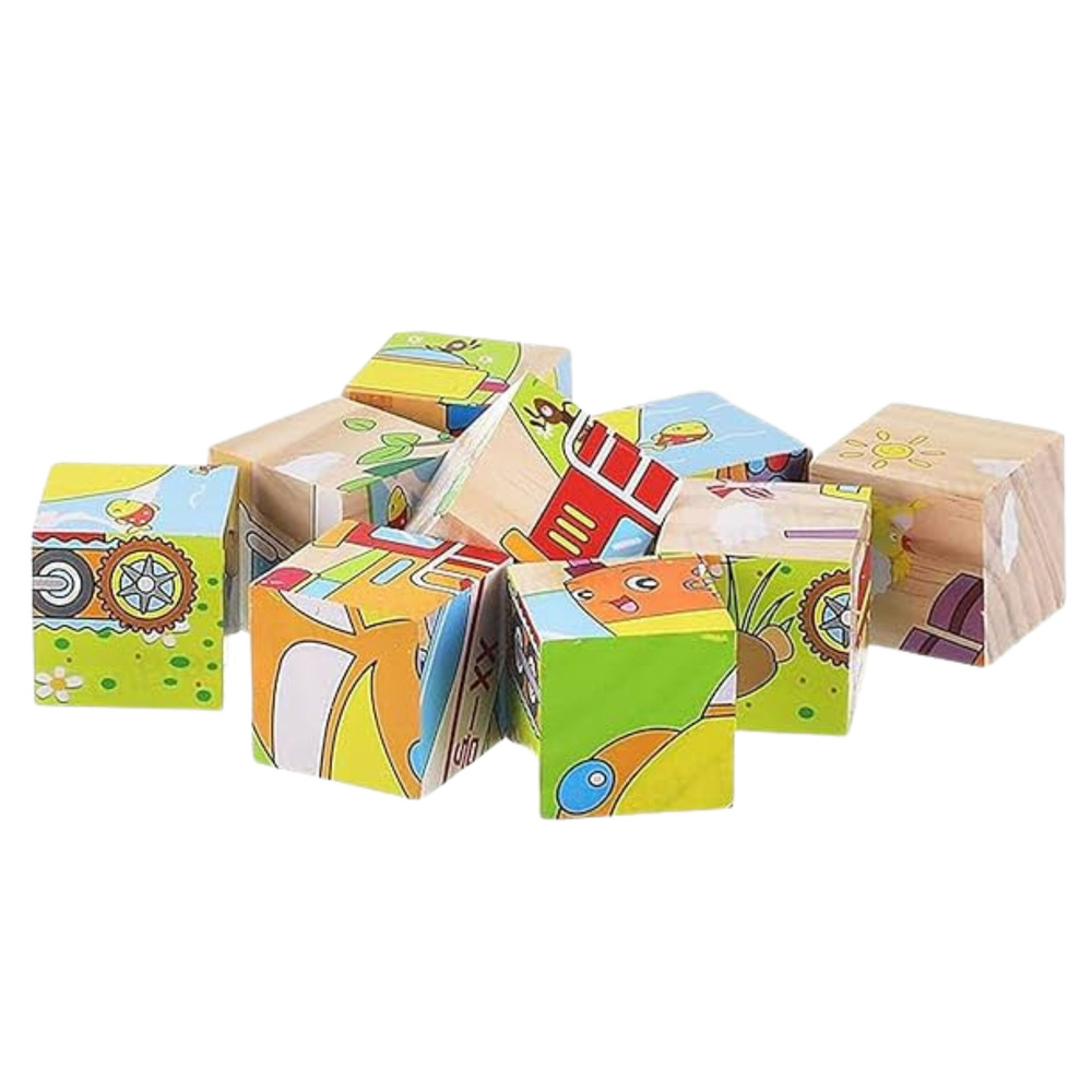 Dřevěná Edukační Puzzle Skládačka Farma Zvířata - 6 Obrázků — V provozu