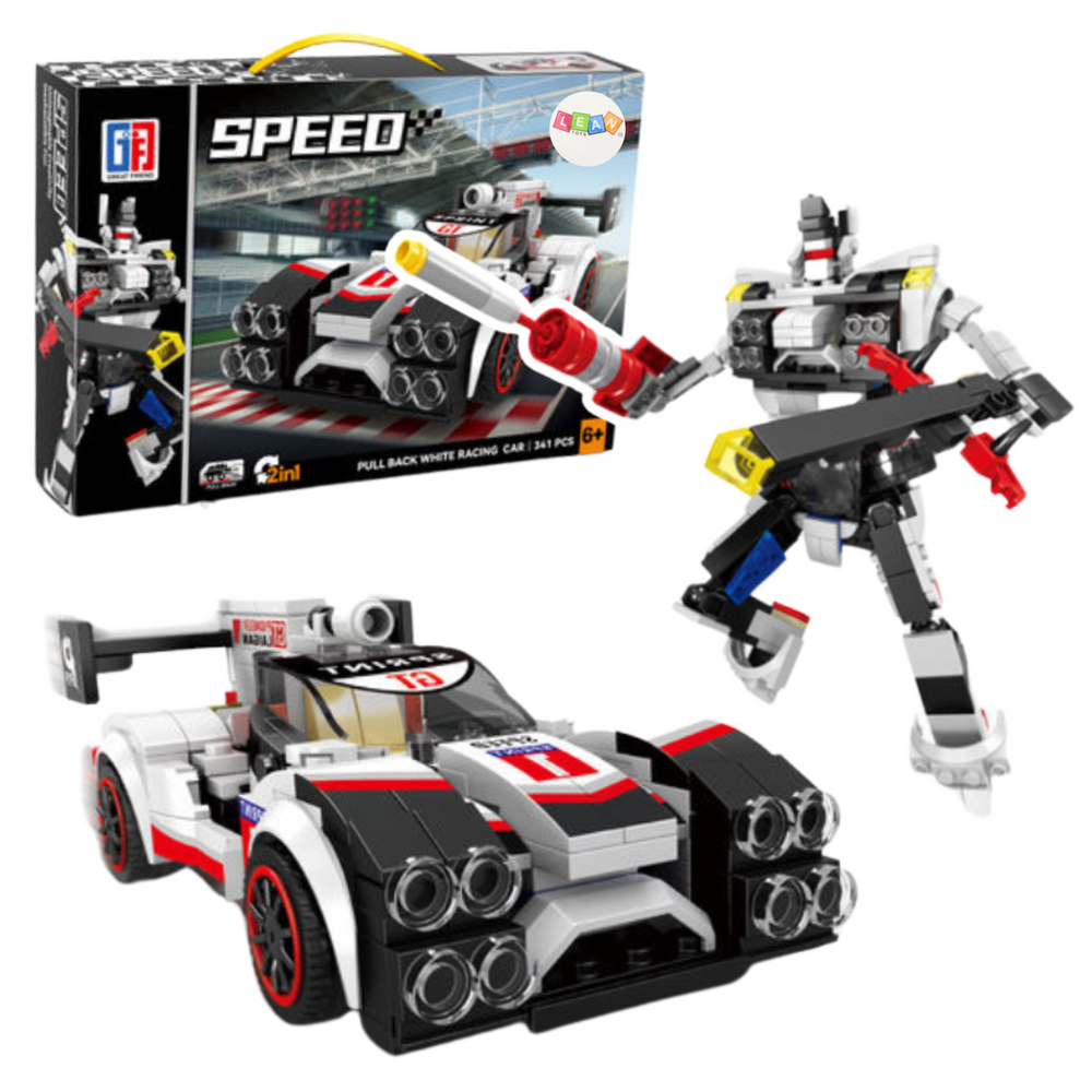 LEAN Toys Kreativní Stavebnice Sportovní Vůz a Robot 2v1, 341 dílků — Celkový pohled