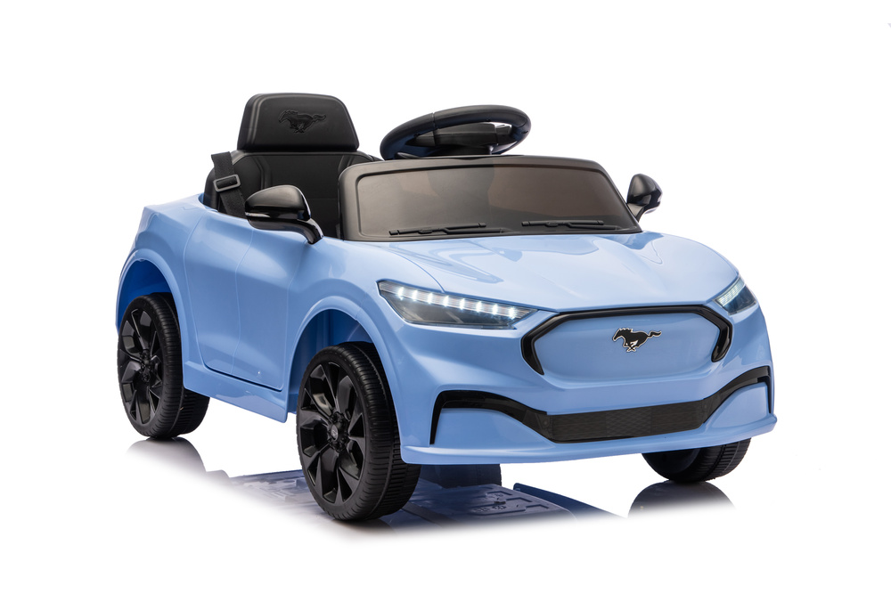 Detský elektrický Ford Mustang Mach-E, modrý, 24 V, s bezpečnostným ovládaním – motor 2×45 W, kolieska z EVA, nosnosť 30 kg