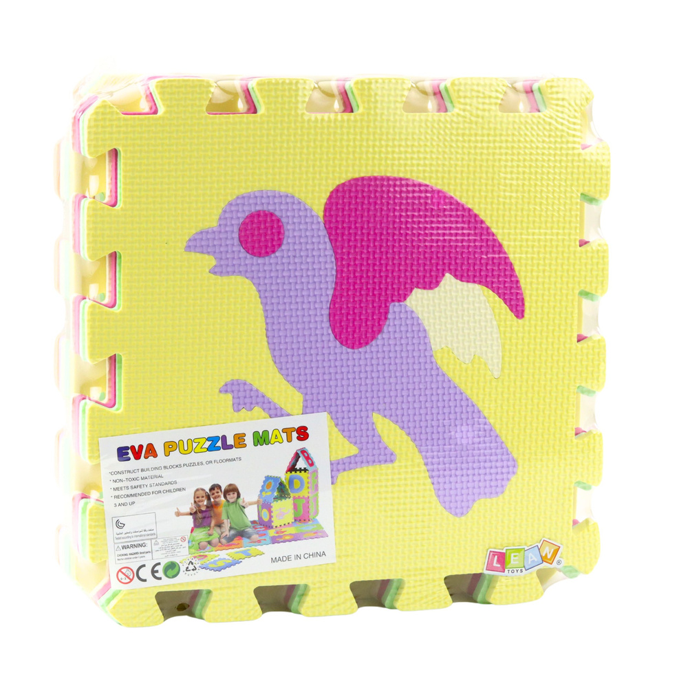 Pěnová podložka puzzle Zvířata LEAN Toys, 9 kusů, bezpečné hraní, CE a EN71 certifikát, od 3 let — V provozu