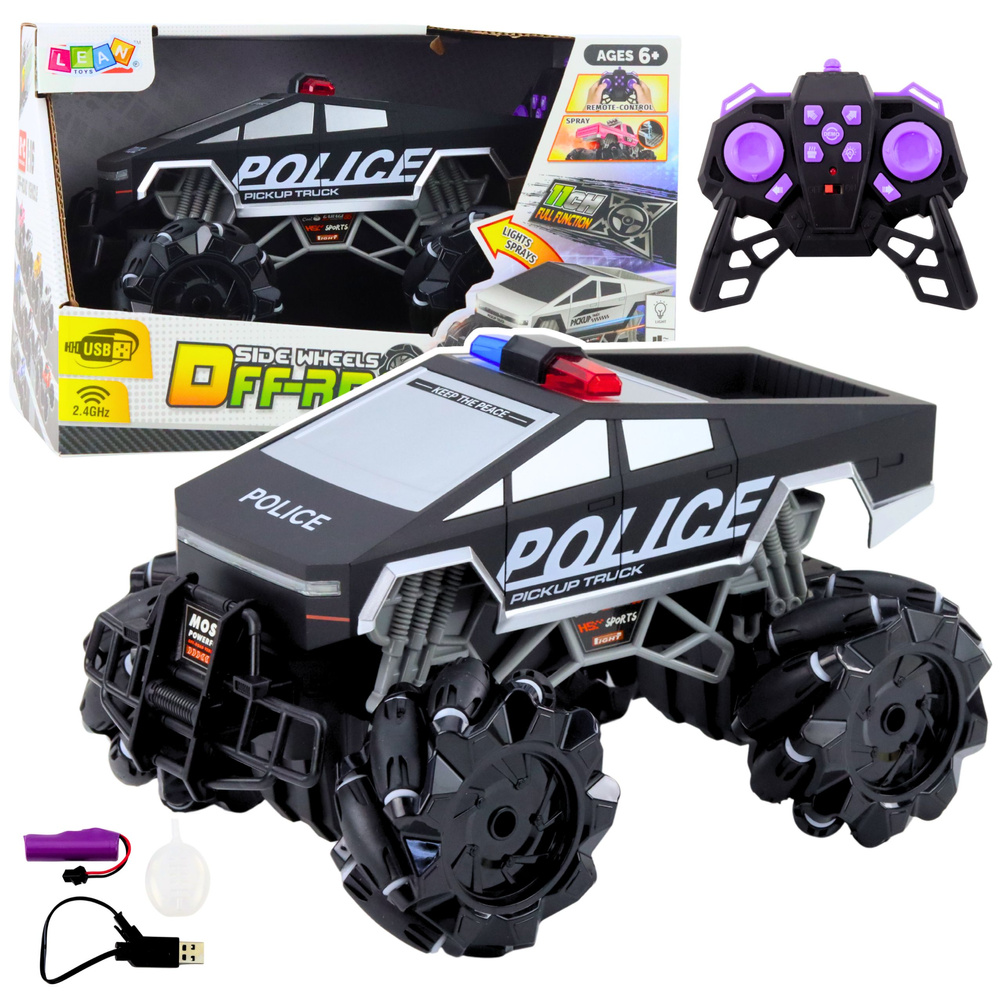 RC policajný pickup 1:16 s efektom dymu a LED svetlami