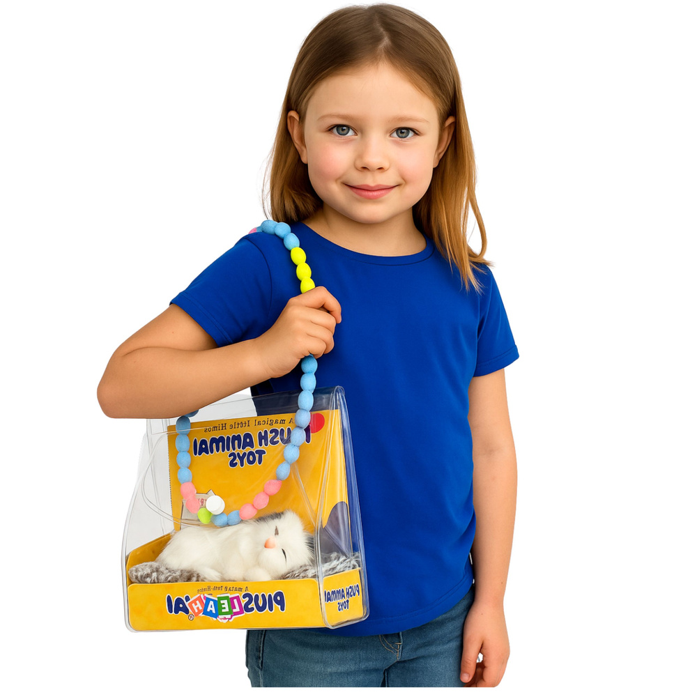 Bílý spící kocourek LEAN Toys s realistickým miaukáním — V provozu