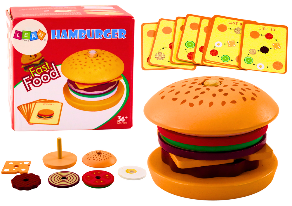 Dřevěný Hamburger Set s Recepty - Kreativní 8dílná Sada pro Děti od 3 Let