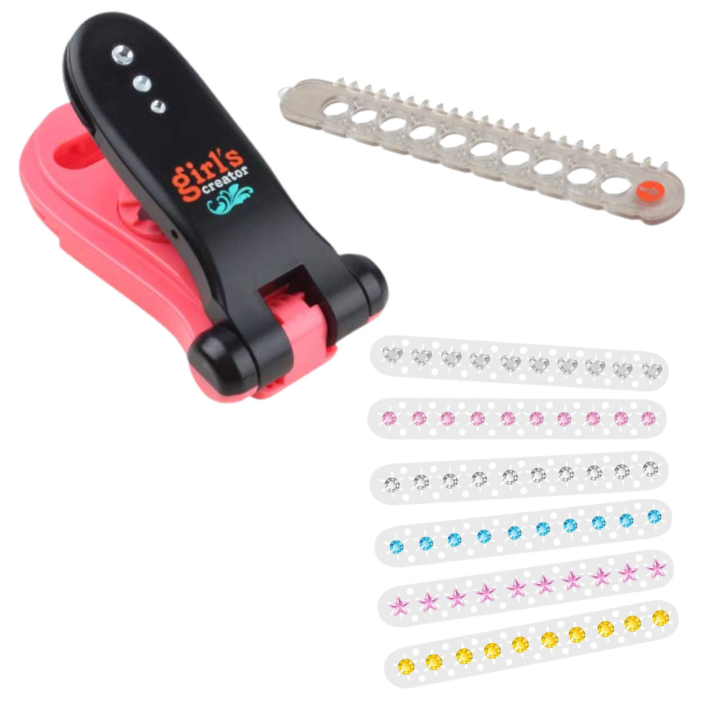 Diamantová sada na dekorování vlasů LEAN Toys s 80 krystaly pro dívky od 3 let — Detail s krystaly