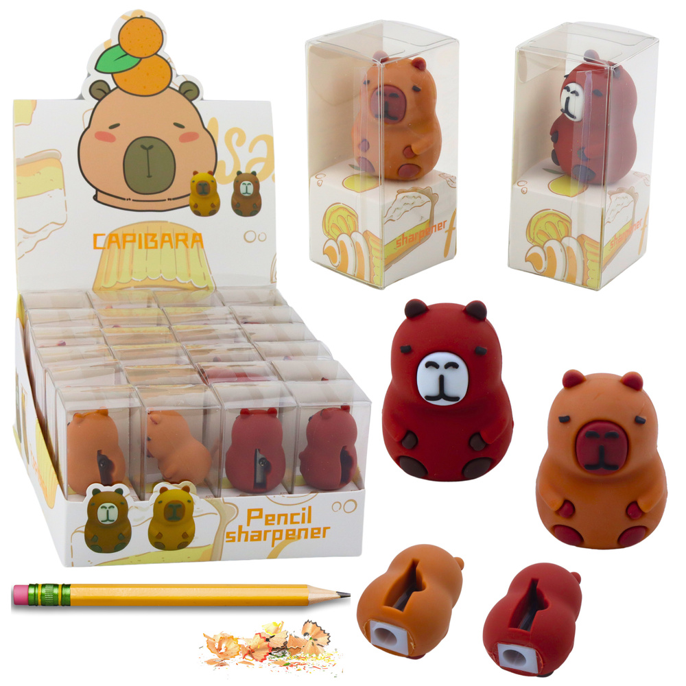 Ořezávátko LEAN Toys Kapibara Hnědá na tužky a pastelky, bezpečné pro děti od 3 let — Hnědá kapibara