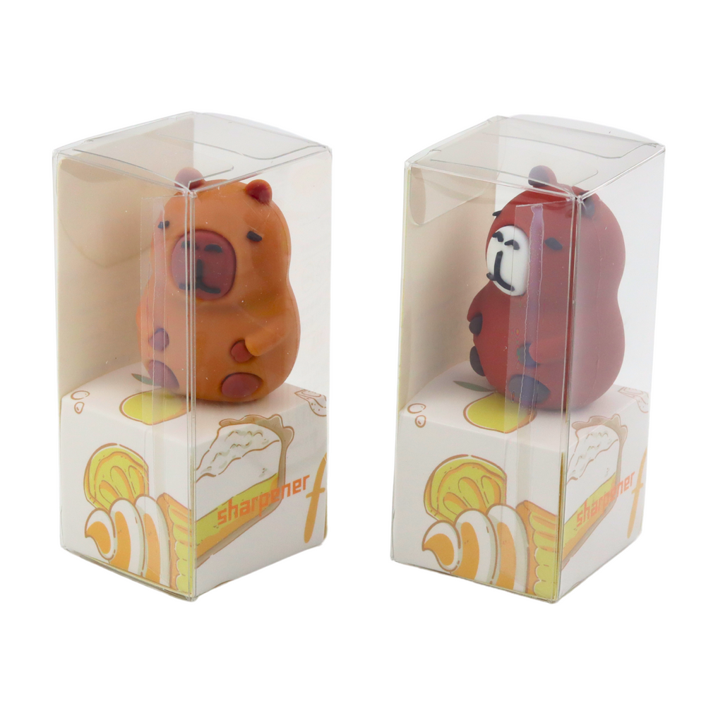 Ořezávátko LEAN Toys Kapibara Hnědá na tužky a pastelky, bezpečné pro děti od 3 let — Ořezávání tužky