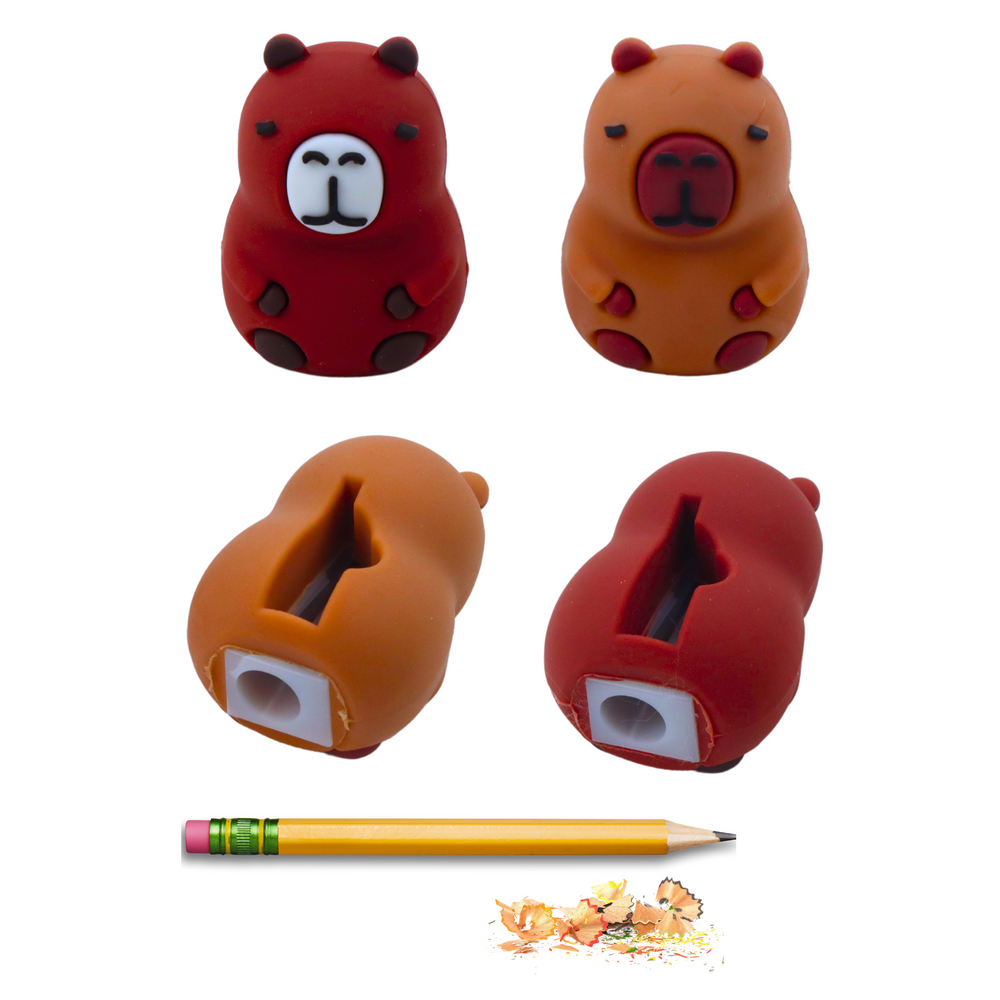 Ořezávátko LEAN Toys Kapibara Hnědá na tužky a pastelky, bezpečné pro děti od 3 let — V provozu