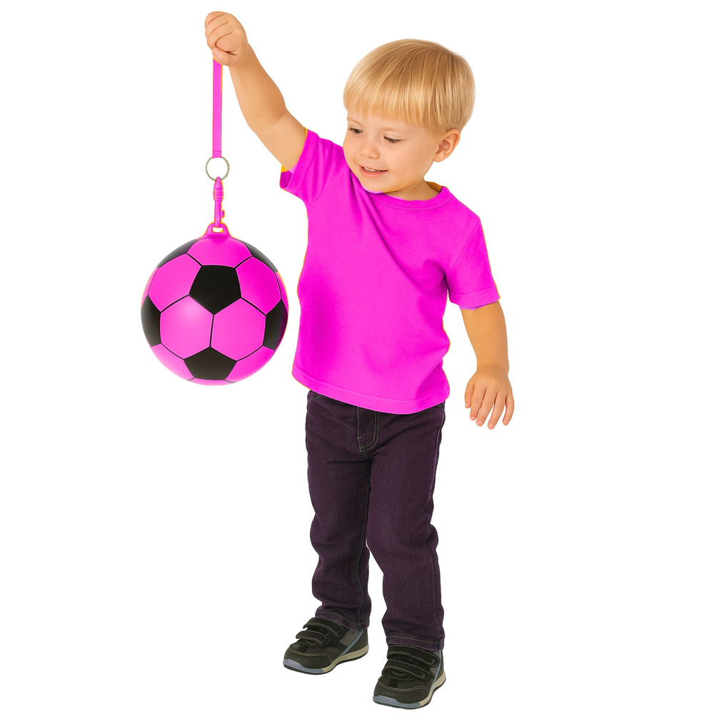 Růžový míč LEAN Toys s fotbalovým vzorem, 22 cm, od 3 let — Detail