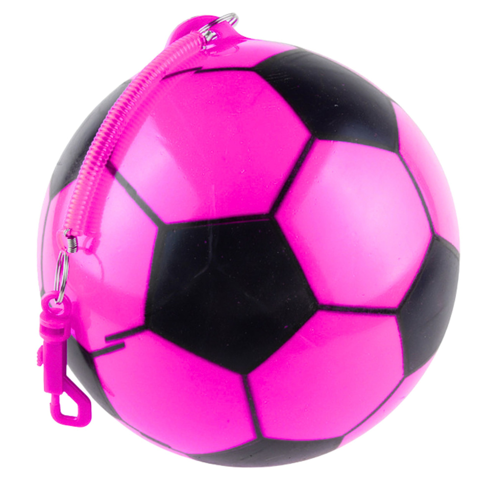 Růžový míč LEAN Toys s fotbalovým vzorem, 22 cm, od 3 let — V provozu