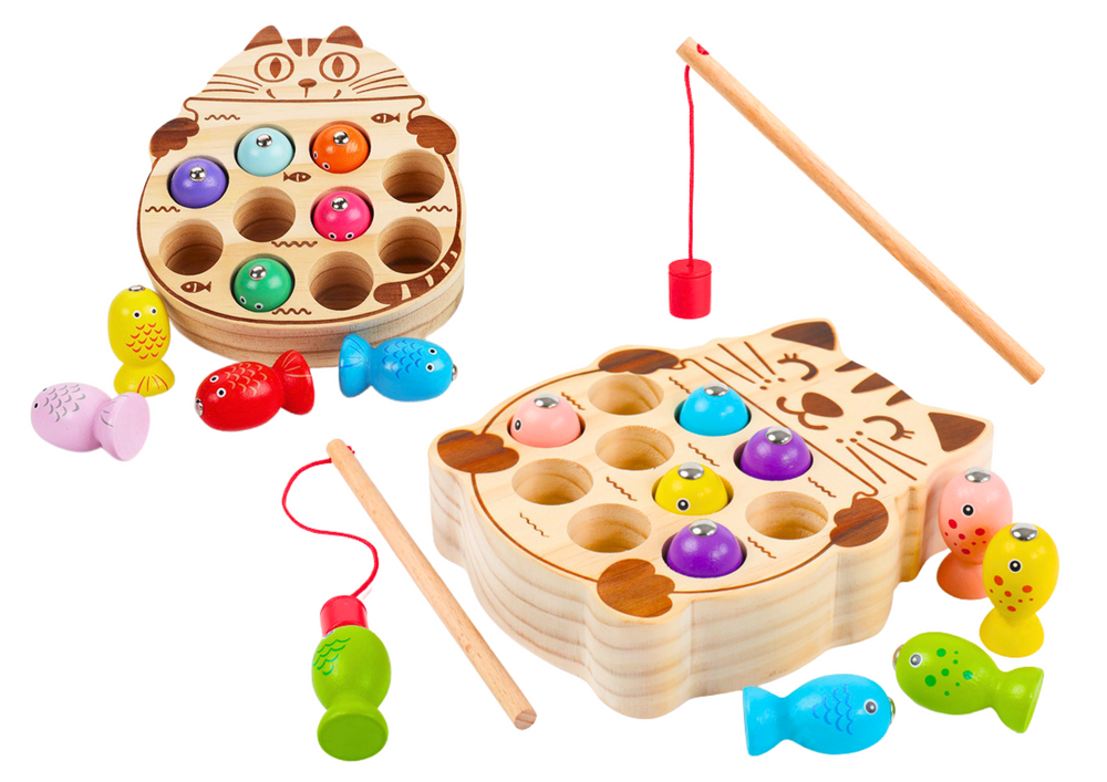 Dřevěná hra zručnosti Lovení ryb, LEAN Toys, pro děti od 3 let — Celkový pohled