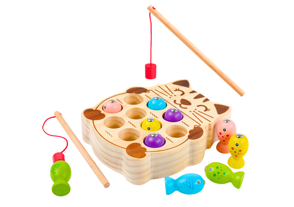 Dřevěná hra zručnosti Lovení ryb, LEAN Toys, pro děti od 3 let — Detail