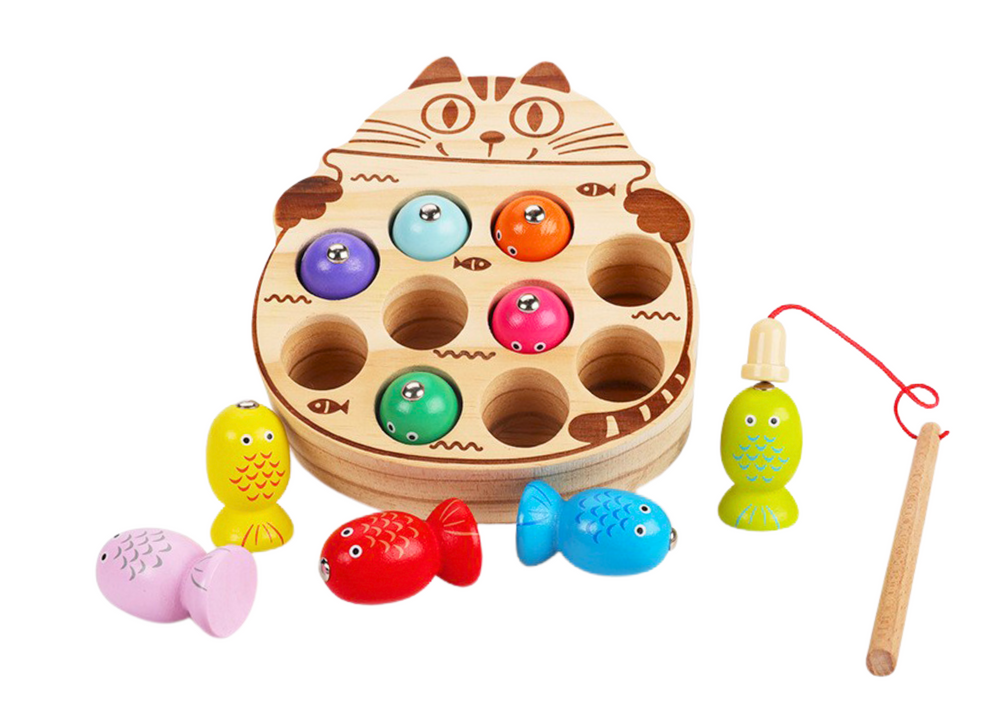 Dřevěná hra zručnosti Lovení ryb, LEAN Toys, pro děti od 3 let — V provozu