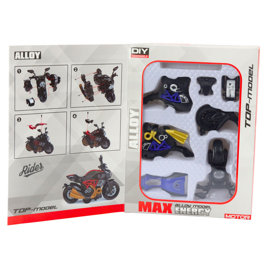 Montážní model motocyklu LEAN Toys 1:14 modrý — V provozu