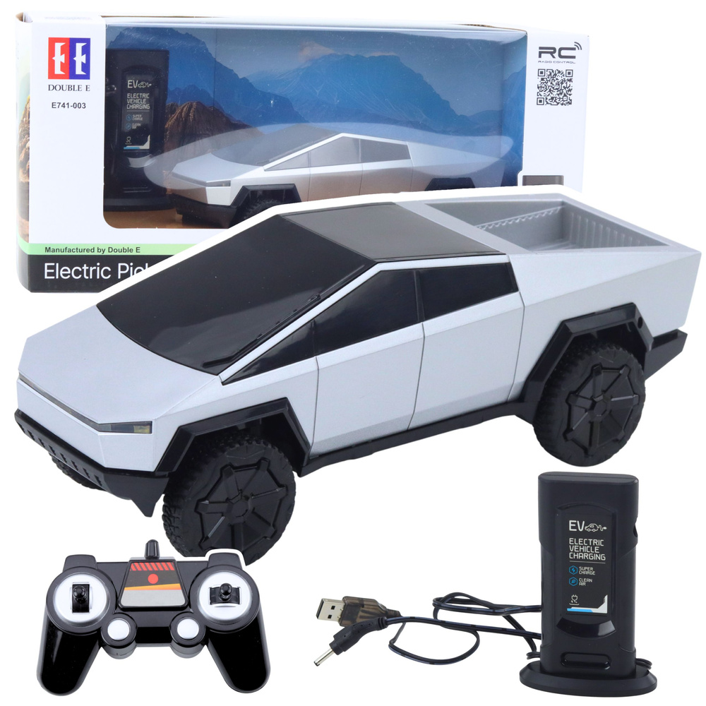 RC pickup – strieborný, LED svetlá, diaľkové ovládanie 2,4 GHz, Li-Ion batéria, od 6 rokov