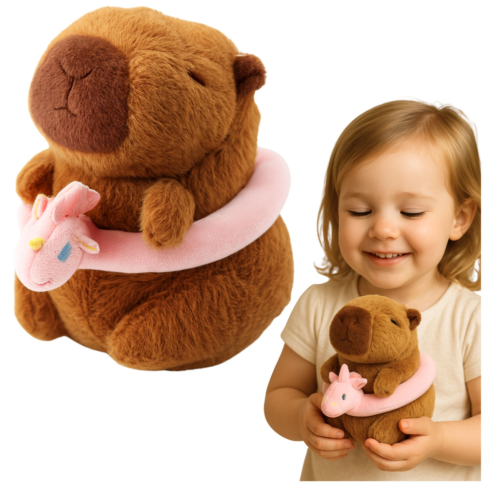 Plyšová kapibara s jednorožcem od LEAN Toys, 20 cm, pro děti od 3 let — Celkový pohled