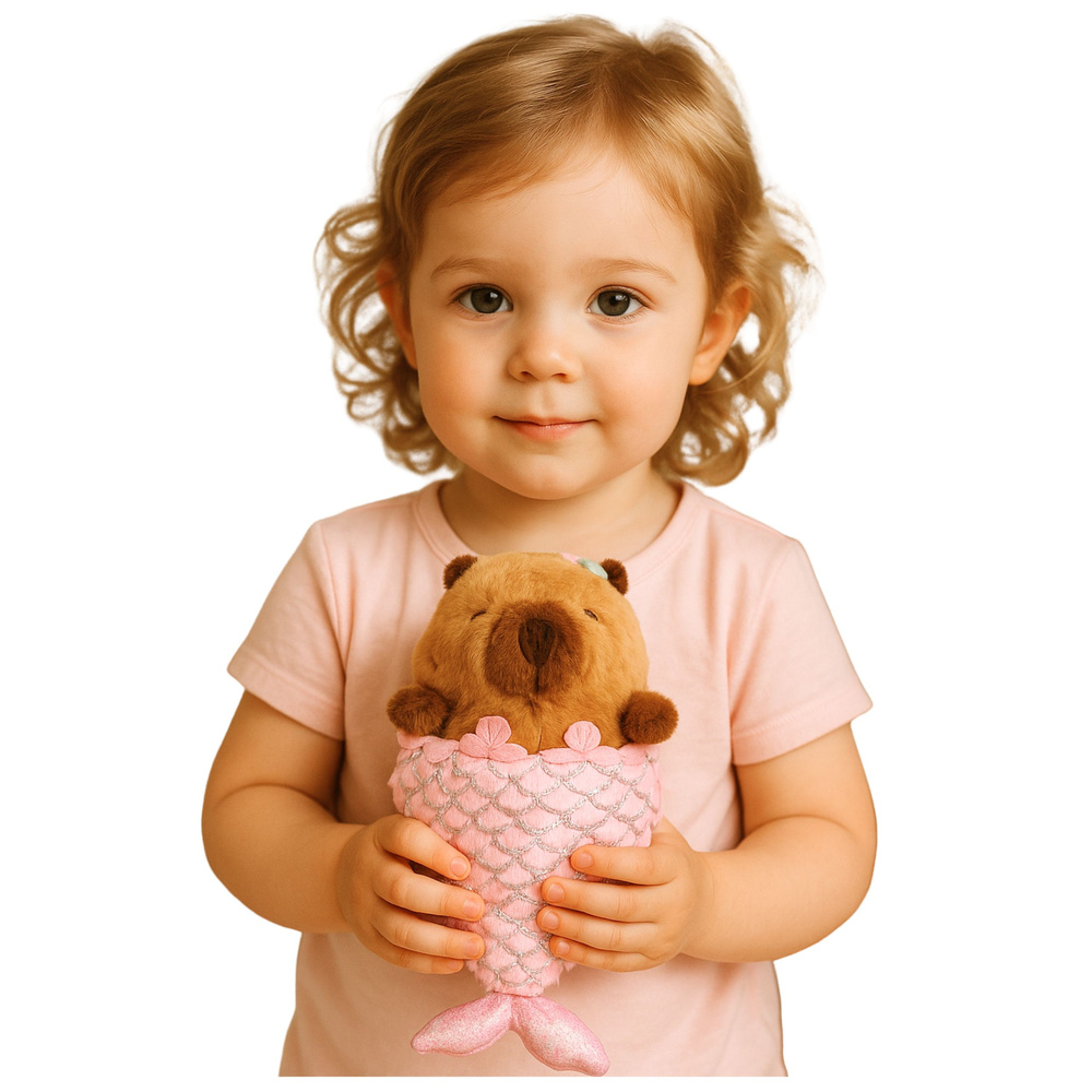 Plyšová kapibara LEAN Toys Mořská panna, 28 cm, měkká a bezpečná pro děti od 3 let — Detail
