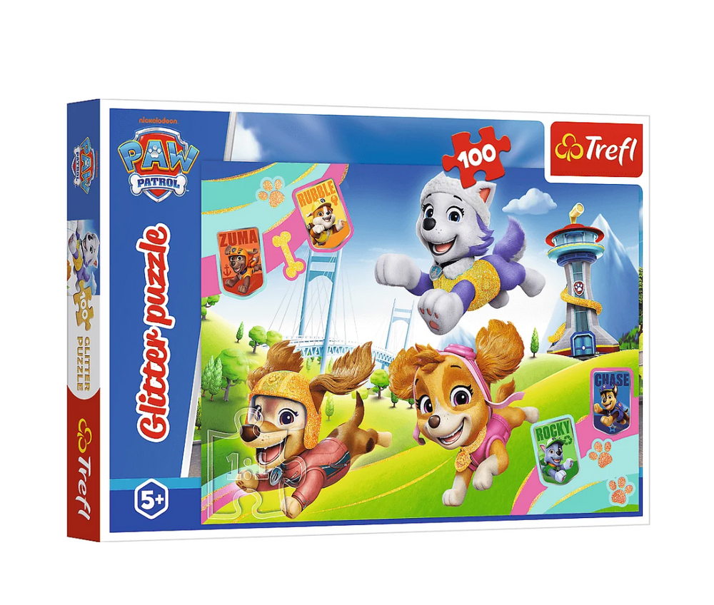 Trefl Puzzle Třpytivé Puzzle Tlapková Patrola 100 dílků — Celkový pohled