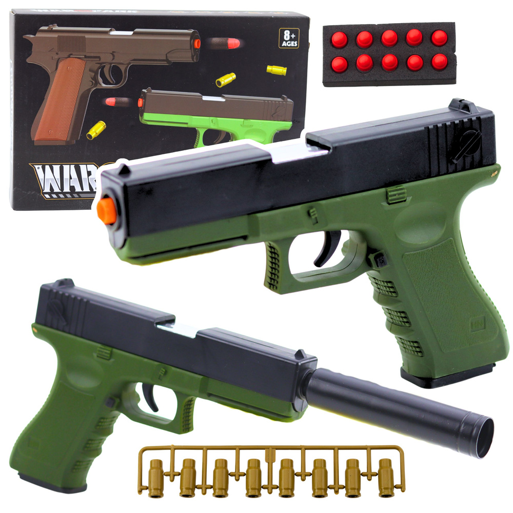 Zelená Dětská Pistolka LEAN Toys s Pěnovými Naboji — Celkový pohled